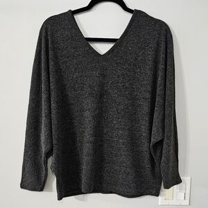 Gray V-Neck Reversible Sweater